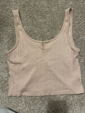 aerie Ribbed Scoop Tank Top - Beige